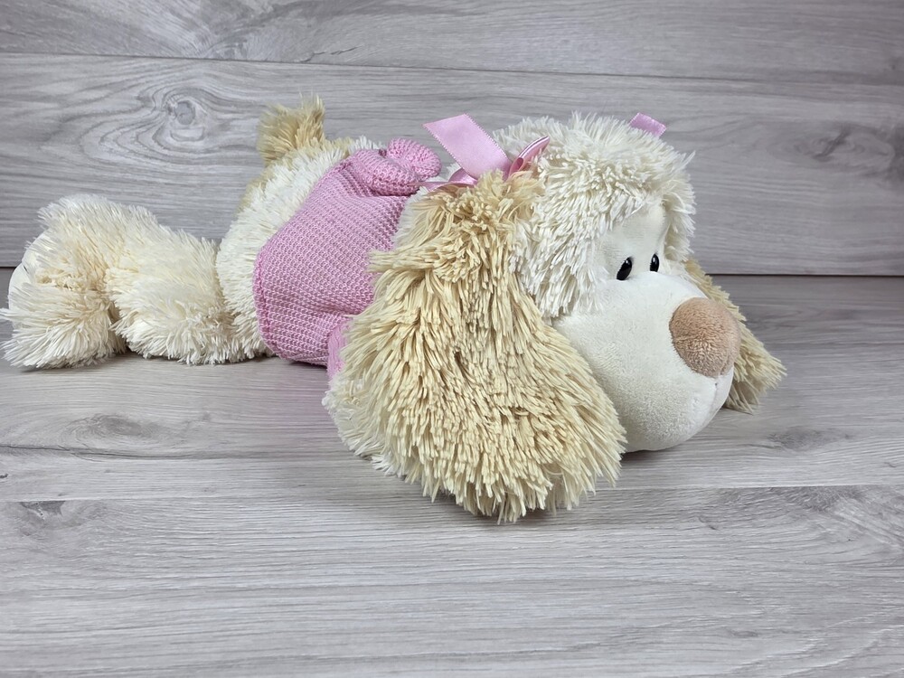Kellytoy Plush Dog with Knit Sweater and Pink Bow – SU 30